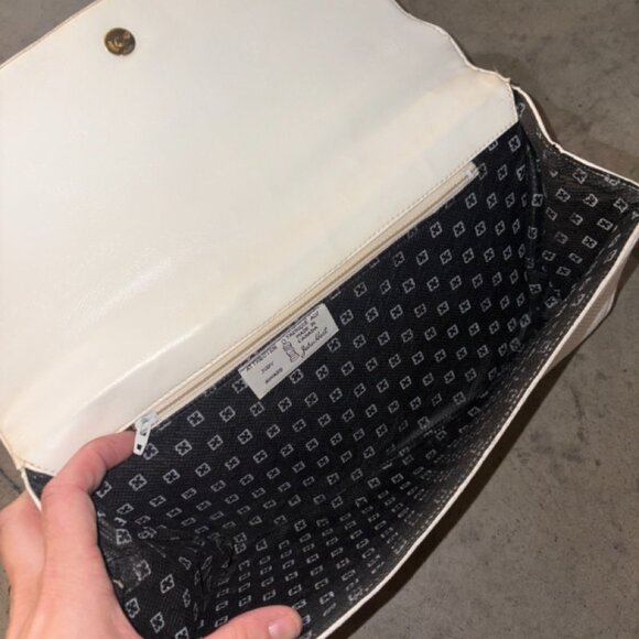 Vintage John Hort Black and White Genuine Leather Clutch - Picture 7 of 8